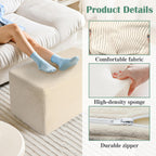Rectangular Pouf Ottoman Soft Furry Corduroy Foot Rest for Chair | Stuffed Floor Pouf, Multi-use Ottoman for Living Room, Bedroom. Foot Rest Stool as Footrest, Extra Seat, or Side Table