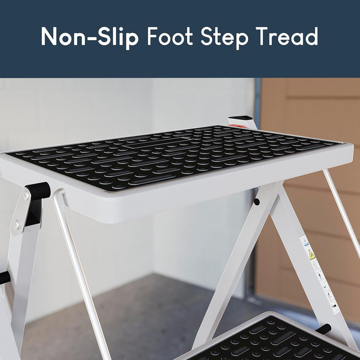 Home Vida 2 Step Ladder Compact, Heavy Duty Steel, Portable Folding, Anti-Slip Mat, Home, Kitchen, DIY, Gardening Step Ladder, 150kg Max Capacity