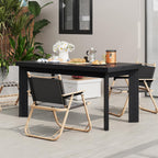 Bigbiglife 63 Inch Dining Table for 6, Indoor Outdoor Dining Table with Wood Legs, Kitchen Table with Large Tabletop, Rectangular Dinner Table for Dining Room, Living Room, Kitchen, Black