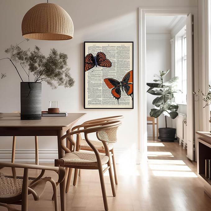 Poster Master Dictionary Art Poster - Butterflies Print - Moth Art - Butterfly Art - Insect Art - Gift for Men, Women & Animal Lover - Chic Decor for Living Room or Bedroom, 24x32 Unframed Wall Art