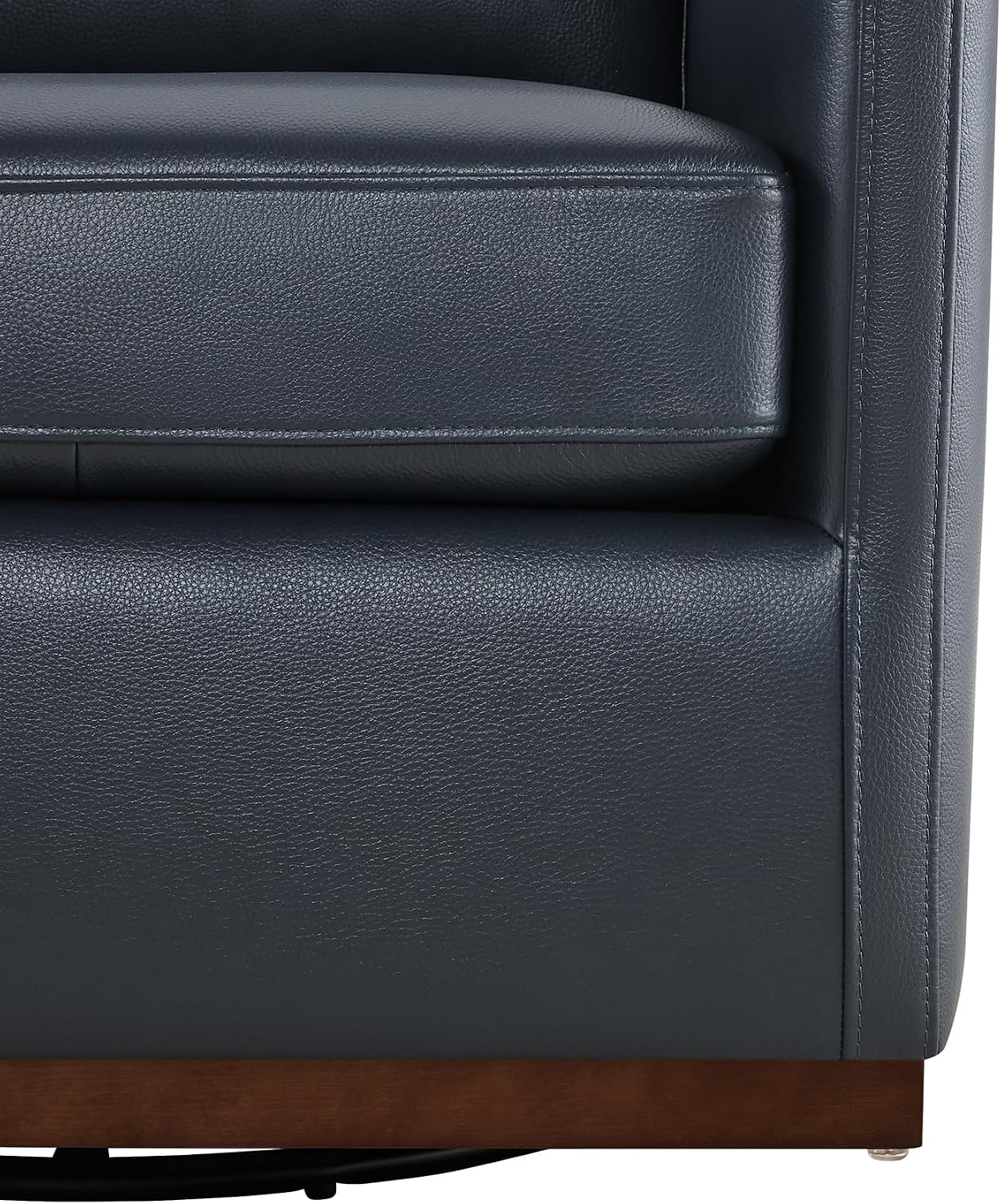CHITA Genuine Leather Swivel Chair, Wood Frame, Fully Assembled, Navy