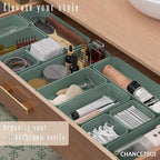 CHANCETSUI 6 PCS Stackable Drawer Organizers Set, Versatile Desk and Vanity Drawer Organizer Trays, Storage Bins for Makeup, Bathroom, Bedroom, Kitchen and Office, Green