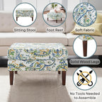 Convenience Concepts Designs4Comfort Marlow Ottoman 27" - Mid-Century Modern Upholstered Footrest & Seat for Living Room, Bedroom, Hallway, or Entryway, Paisley Fabric