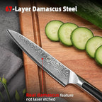 Sunnecko Paring Knife 5 Inch, Small Kitchen Knife with VG10 Damascus Steel Utility Knife with Solid Handle Fruit Knife Perfect for Cutting Fruit and Vegetables Peeling Knife with Gift Box Petty Knife