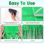 4 Pack Green Foil Fringe Backdrop Curtains, Tinsel Streamers Birthday Party Decorations, Fringe Backdrop for Graduation, Baby Shower, Gender Reveal, Disco Party