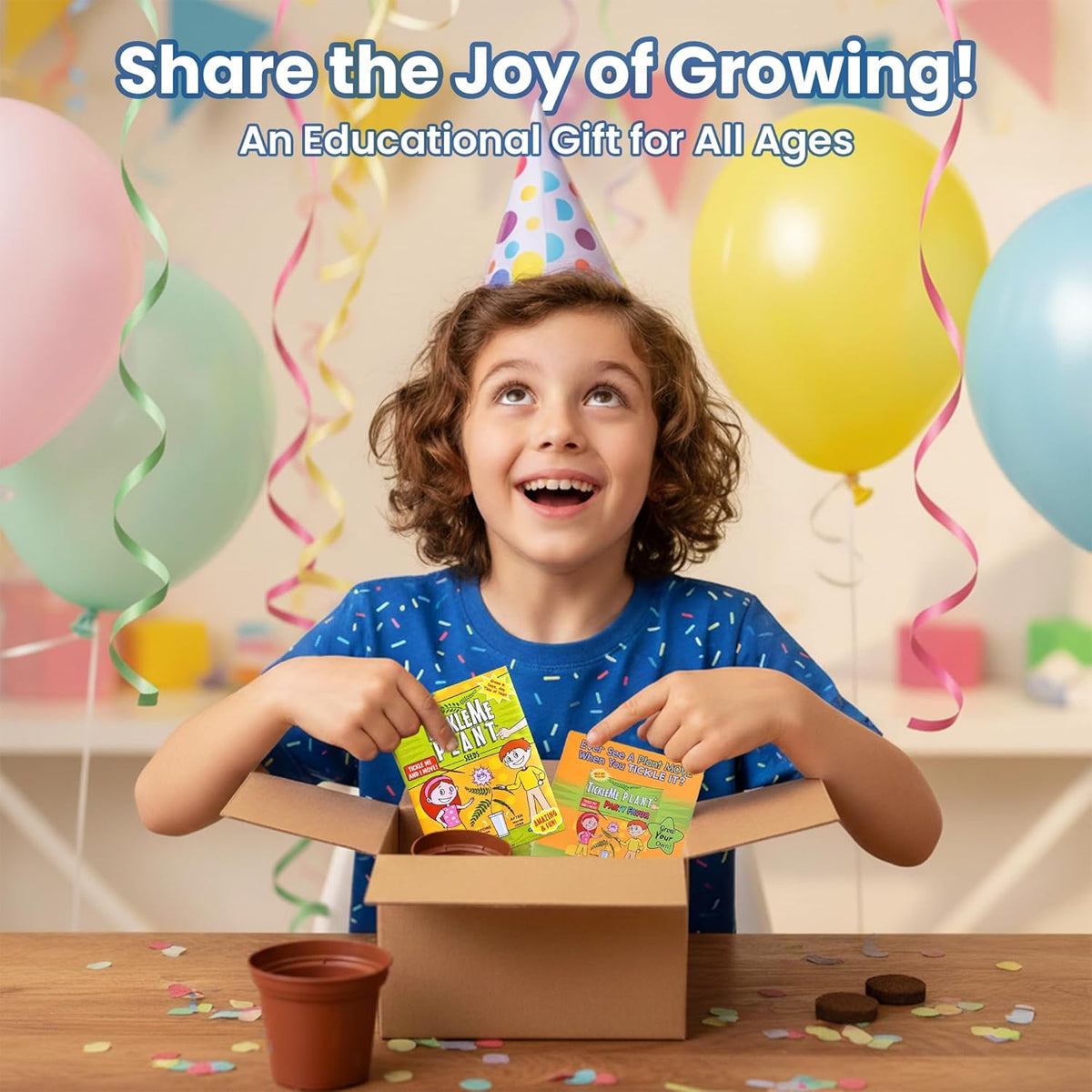 TickleMe Plant Birthday Party Favors (Pack of 2) | Leaves Fold When You Tickle It, Reopen in Minutes | Kids Plant Growing Kit with Indoor Plants Seeds, Live Plants, Grow Kit, Gardening for Kids