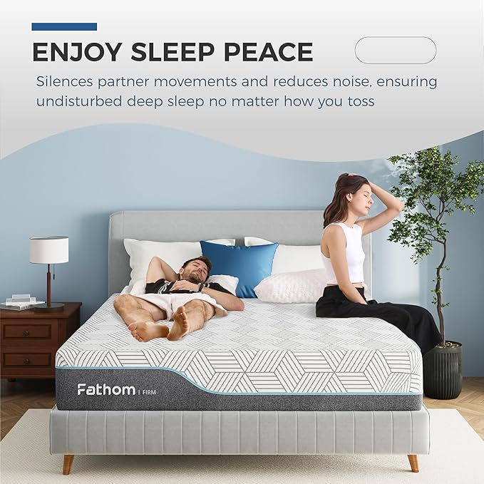FATHOM Firm King Mattress 14 Inch Memory Foam Mattress King Size Bed in a Box for Back Pain Relief and Cool Sleep with Gel Foam and Removeable Fiberglass Free Cover, CertiPUR-US Certified