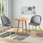 FurnitureR Dining Chairs Set of 2, Upholstered Velvet Mid Back Armless Accent Chair with Wood Legs for Home, Kitchen, Bedroom, and Living Room, Grey