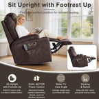 AHMED Dual Motor Power Swivel Rocker Recliner Chair, Velvet Brown | Electric Glider Rocking Chair, Massage & Heat, Cup Holders, LED Lights, USB A/USB C Ports