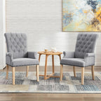 LOULENS Fabric Dining Chair, Modern Upholstered Armchair with Nailheads Trim & Wooden Legs, High-Back Accent Chair for Kitchen, Dining Room, Living Room and Bedroom, Light Grey