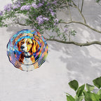 Beagle Dog Wind Spinners Outdoor Dog Memorial Gifts, 3D Metal Kinetic Hanging Garden Wind Spinner, Spinner Decor, Wind Sculptures for Outdoor & Indoor, Window, Yard Decor (Beagle 1)