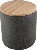 Storage Ottoman - Teddy Fabric Upholstered Ottoman with Wood Top for Living Room, Dorm, or Apartment - Ottomans with Storage by Lavish Home (Dark Gray)