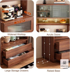 Kitchen Pantry Cabinet, Pantry Storage Cabinet with Doors and Shelves, Tall Storage Cabinet, Coffee Bar Workstation, for Dining Room, Living Room(Brown,50cm/19.7in)