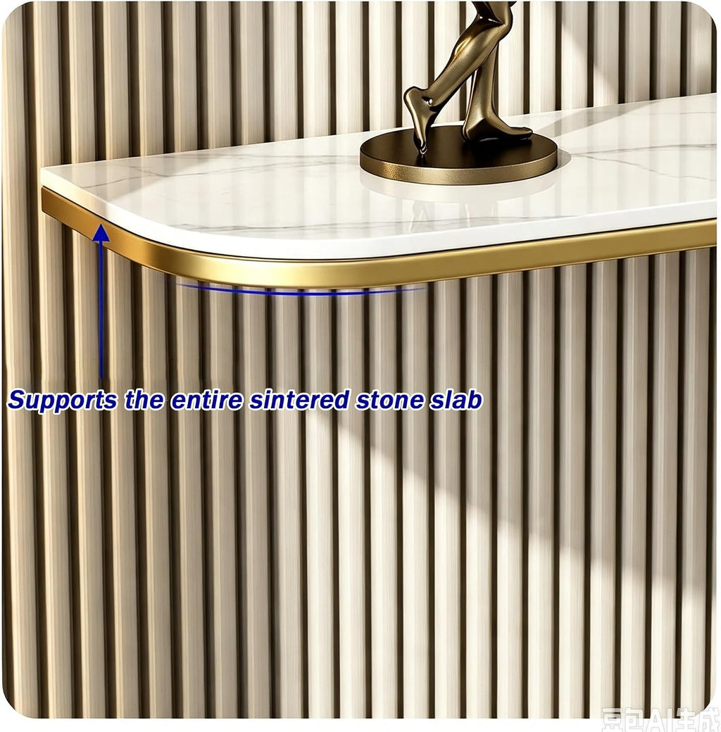 Zfmnoyev Entryway Table Console Hallway Table | Living Room Sofa Table with Rock Top and Metal Base, Modern Narrow Accent Table(Gold-A,100x30x80cm)