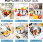 TeamFar Mixing Bowls, 4.6/3 / 1.5 QT, Stainless Steel Nesting Salad Bowls with Airtight Lids Set, For Serving/Mixing/Storing, Healthy & Long-lasting, Dishwasher Safe & Easy Clean, Black
