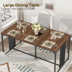 YATINEY Dining Table for 6-8, 63" Large Kitchen Table, Industrial Dining Room Table, Wooden Rectangular Table with Adjustable Feet, for Dinner, Kitchen, Walnut and Black CZ03BH