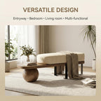 Upholstered Entryway Bench, 300lb Cushioned Wooden Bench with Abstract Metal Legs, Modern Accent Seat for Bedroom Living Room Hallway 80 * 35 * 45cm