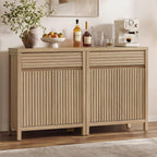 SICOTAS 87" Extra Large Buffet Cabinet with Storage, Modern Fluted Sideboard Cabinet with Drawers & Adjustable Shelves, Premium Credenza for Large Spaces, Reclaimed Light Oak, 3 PCS
