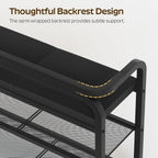YATINEY Shoe Bench with Backrest, Entryway Bench, 2-Tier Shoe Rack with PU Padded Seat, Upholstered Shoe Storage Bench with Back, for Hallway, Entryway, Foyer, Bedroom, Black HX04BB