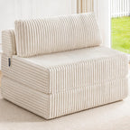 Convertible 4-in-1 Folding Sofa Bed Sleeper Chair Couch Foldable Chaise Lounger & Mattress Pocket Coils+Foam Fill Medium Support, No Assembly for Living Room/Bedroom, Twin Beige