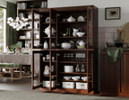 Palace Imports 100% Solid Wood 48.5" Pantry China Cabinet with Clear Glass Doors and Adjustable Shelves (Mocha)