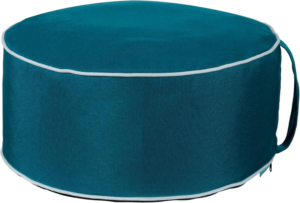 QILLOWAY Inflatable Outdoor Ottoman for Patio, Waterproof Round Pouf, Inflatable Foot Rest, Outdoor Footstool for Poolside, Garden，Camping,Peacock Blue
