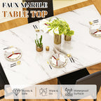 Recaceik 5-Piece Small Dining Table Set for 4, Modern Faux Marble Kitchen Table with 4 Upholstered PU Leather Chairs, Dining Room Table Set for Dinette, Breakfast Nook & Small Spaces, Black