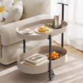 Guyii 2 Tiers Storage Rolling Cart 360 Rotating Side Table Modern End Table Living Room Table with Wheels Easy to Move for Living Room Bedroom Kichen Bathroom Pu Leather