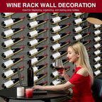 60-Bottle Wall Mounted Wine Rack, 5 Pack Modular Metal Wine Holder, Detachable DIY Wine Storage Rack, Wall Wine Bottle Display for Kitchen Dining Room Pantry Bar (Gold)