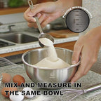 3-Piece Stainless Steel Mixing Bowls Set (6.69" 7.48" 8.27" inch) - Food Grade 304 with Measurement Marks, Dishwasher Safe & Stackable - Perfect for Baking, Salad Making, Meal Prep and Kitchen Use