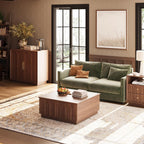 FORTUNETEC 31.5" Lift Top Coffee Table with Storage, Arched Design, Walnut