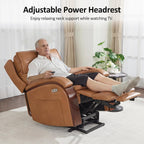 MCombo Power Lift Recliner Chair for Elderly with Power Headrest 7917 | Heat and Massage, Solid Wood Armrest, FSC Certified, USB&Type C Charging Port, Side Pockets, Faux Leather