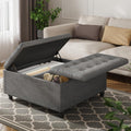FUXA 35" Large Square Ottoman with Storage and Lift Top, Wood Legs, Gray | Oversized Coffee Table, Tufted Upholstered Bench, Sturdy Construction, for Living Room