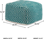 Signature Design by Ashley Brynnsen Casual Handwoven Geometric Pouf, Green & White