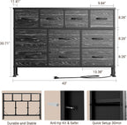 Dresser for Bedroom 10 drawer TV Stand Black fabric dresser for 55'' TV