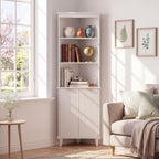COSTWAY 68" Tall Corner Cabinet with Fluted Doors