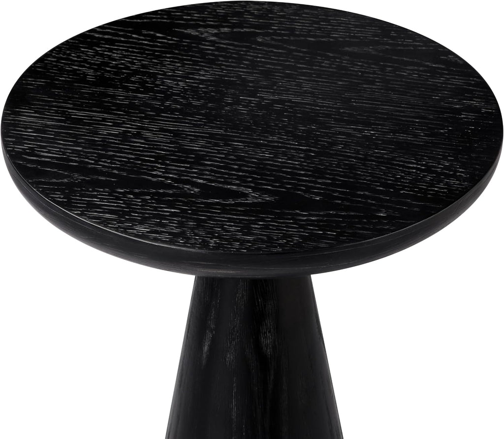 Maven Lane Wood Side Table, 12" Round, Modern Farmhouse Accent Table, Circular Rustic Industrial End Table for Living Room, Family Room, Bedroom, Small Spaces, Owen Drink Table (Aged Black)