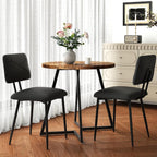 VECELO Dining Chairs Set of 2, Modern Upholstered Kitchen Chairs with Faux Leather Cushion Seat & Metal Legs for Kitchen, Living Room, Tufted Backrest Design, Black