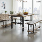 Alaterre Furniture Pomona Dining Bench Set of 2-48-Inch Modern Industrial Solid Wood Indoor Benches with Open Bottom Storage Shelf - Seating for Kitchen, Dining Room, and Living Room (Rustic Brown)