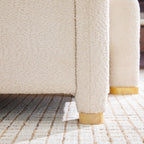 Walker Edison Chantelle Modern Contemporary Curved Upholstered Bench with Storage, 56 Inch, Ivory Bouclé