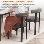 Boucle Dining Chairs Set of 4 Kitchen & Dining Room Chairs(Gray) | Mid Century Modern Upholstered Dining Chairs with Curved Backrest and Black Metal Legs