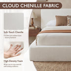 DNYN Queen Cloud Bed Frame with Cushion Headboard and 360° Foam Surround