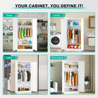 Metal Wardrobe Cabinet with Hanging Rod & Lock,White Armoire Wardrobe Closet,Metal Clothing Storage Cabinet with Adjustable Shelves and Doors,72" Armoire Storage Cabinets for Home,Living/Laundry Room