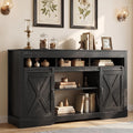 RoyalCraft Farmhouse TV Stand for 65+ Inch TV, Tall Entertainment Center | with Storage Cabinets and Sliding Barn Doors, Mid Century Modern Media TV Console Table for Living Room (Black)