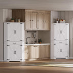 IRONCK 72" Corner Pantry Cabinet with Drawer and 4 Doors, White | Kitchen Pantry Storage Cabinet with 3 Adjustable Shelves, 2 Doors Storage, for Kitchen and Dining Room