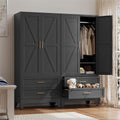 Baborokic Metal Wardrobe Cabinet with Hanging Rod,71" Armoire Wardrobe Closet with Adjustable Shelves,Farmhouse Steel Clothing Storage Cabinets for Bedroom,Office,Laundry Room Black