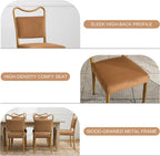Velvet Dining Chairs Set of 2, Mid-Century Modern, Brown | Wood Grain Metal Frame, Soft Velvet Upholstery, Curved Backrest, 4.5-Inch Padded Seat, 350 LBS Weight Capacity