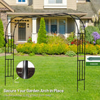 Twira Garden Arch Trellis, 7.9FT(240cm) Metal Garden Arbor Trellis for Climbing Plants Outdoor, Large Wedding Arch for Ceremony, Black Garden Archway Trellises Decoration for Lawn, Patio, Backyard