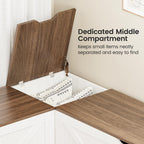 L Shaped Storage Bench, 63" Corner Bench with Storage, Breakfast Nook Bench with 3 Hidden Flip-Top Compartments, Backless Dining Bench for Kitchen, Entryway, Dining Room, Walnut White