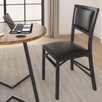 VECELO Folding Dining Chairs Set of 4, Metal Padded Foldable Seating with Comfortable Faux Leather, Space-Saving Portable Guest Seats for Kitchen & Office, No Assembly, Black